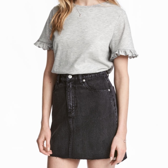 hm black denim skirt